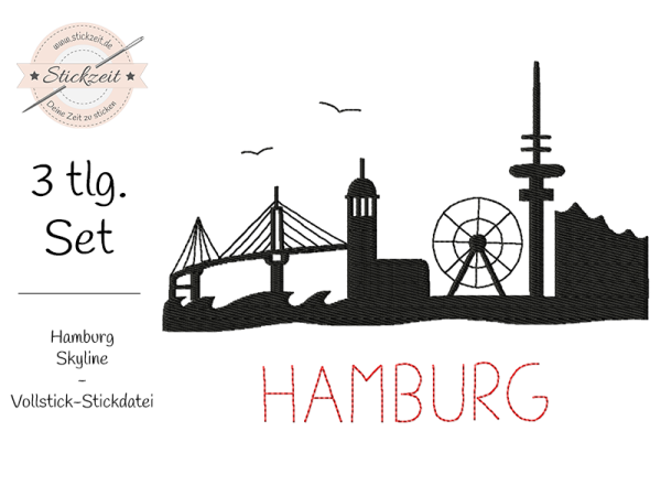 Hamburg Skyline - Vollstick Stickdatei
